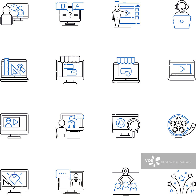 Web技术线性图标集HTML CSS图片素材
