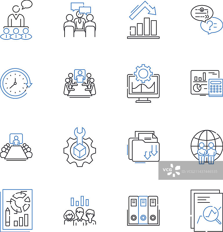 协作参与线性图标集合图片素材