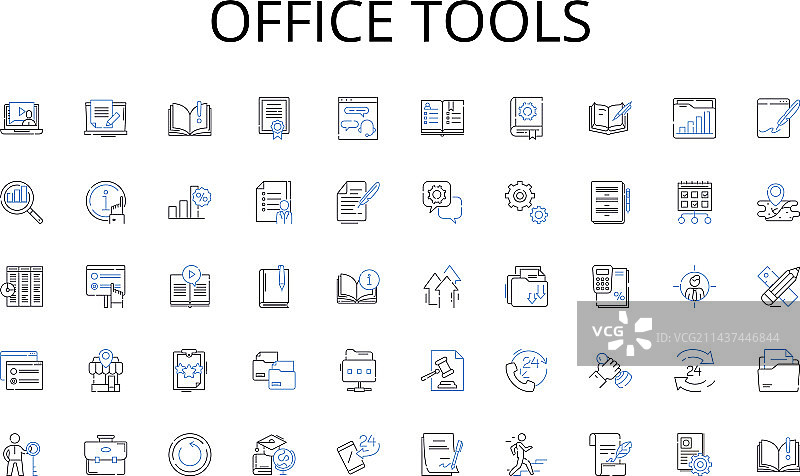 办公室工具线性图标集合规划图片素材