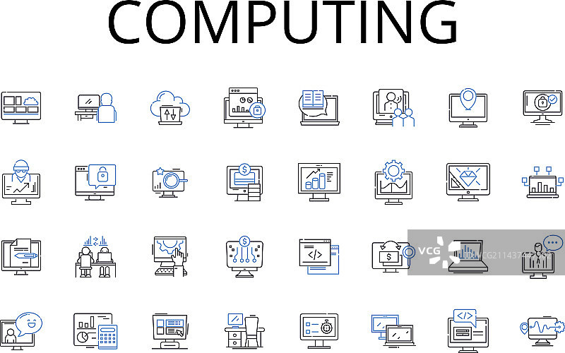 计算线条图标信息合集图片素材