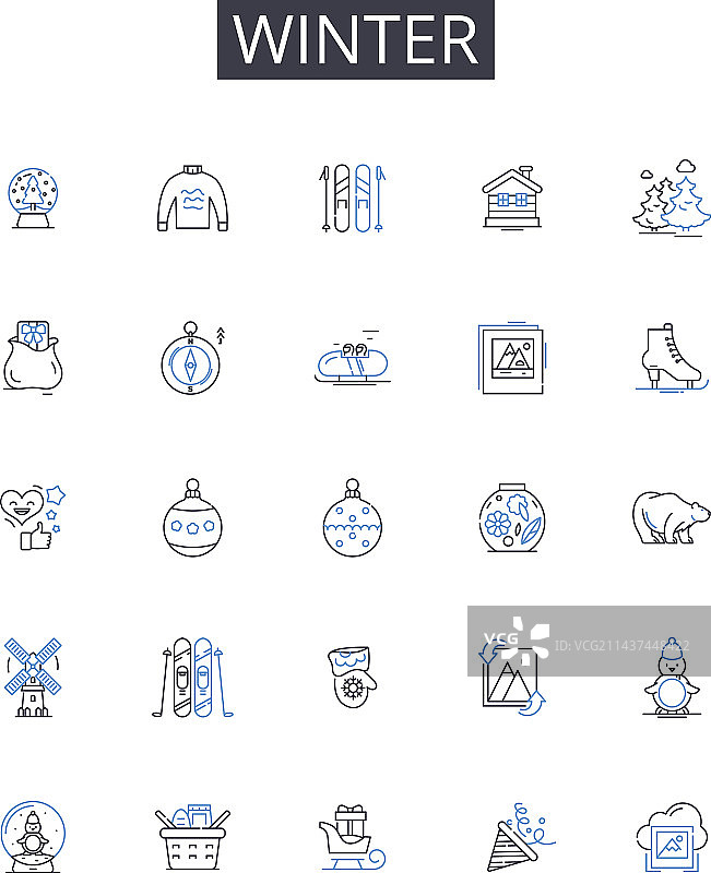冬季线条图标合集：冰霜与寒冷图片素材