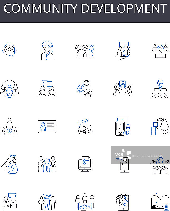 社区发展线性图标合集图片素材