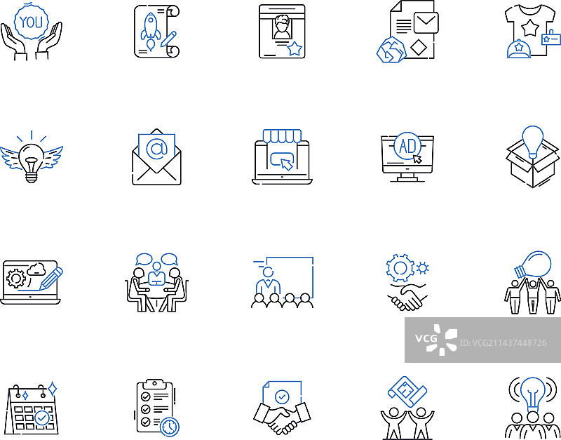 社交科技线性图标集合图片素材