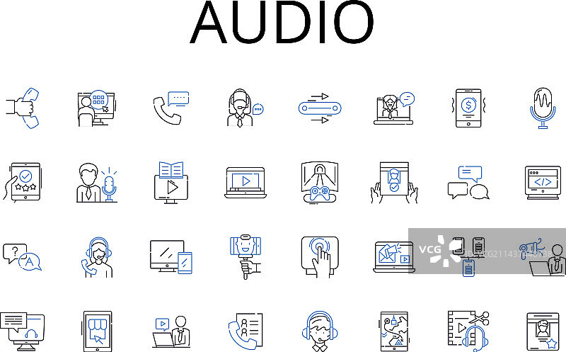 音频线性图标集合：声音音乐旋律图片素材