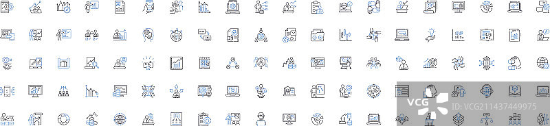 效率管理线性图标合集图片素材