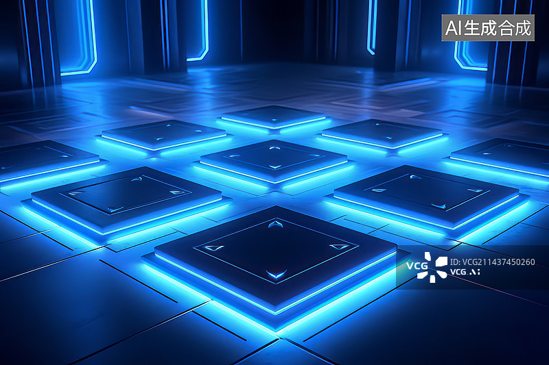 【AI数字艺术】新能源超级计算机机房概念背景图图片素材