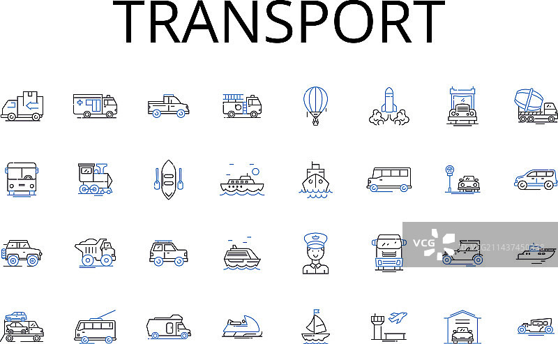 交通运输线条图标合集：移动图片素材