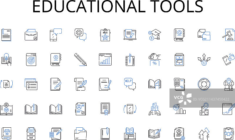 教育工具线条图标合集素材图片素材
