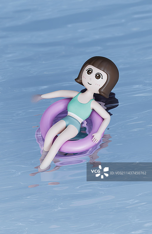 可爱女孩游泳图片素材