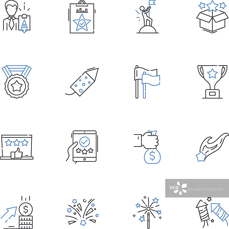 成功的投资组合线性图标合集图片素材