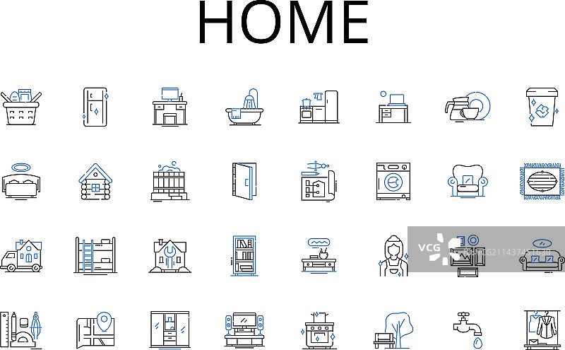 房屋住宅系列线性图标图片素材