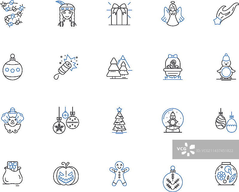 庆祝活动线性图标合集图片素材