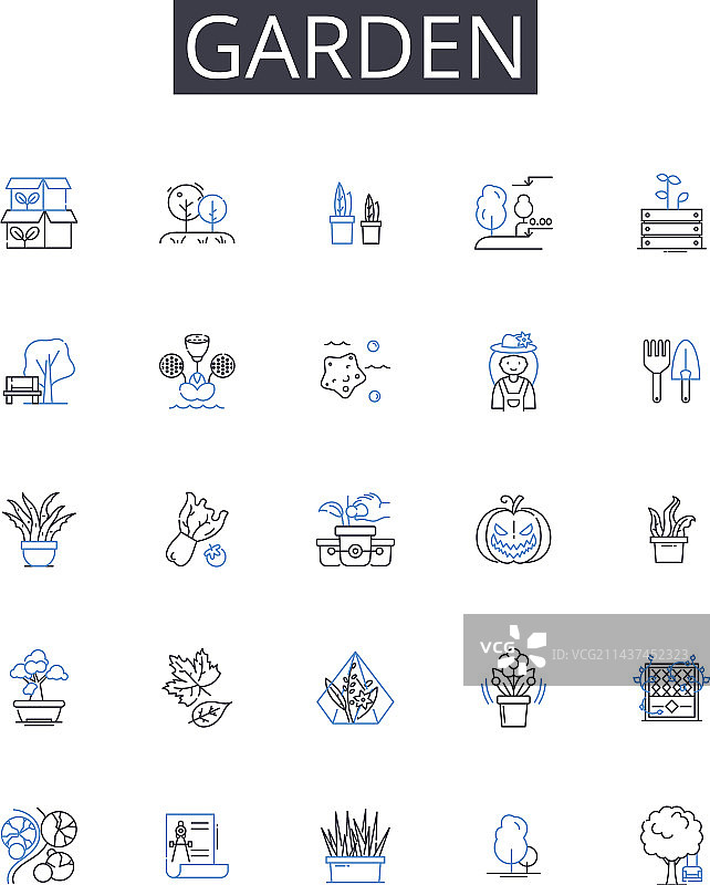 公园草坪农场花园线性图标合集图片素材