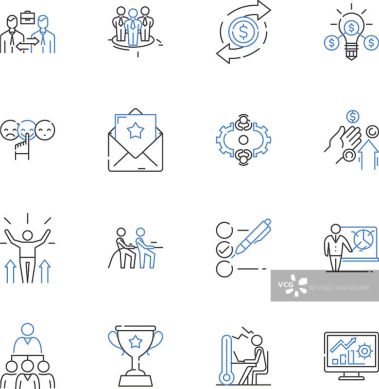 行业增长趋势线性图标合集图片素材