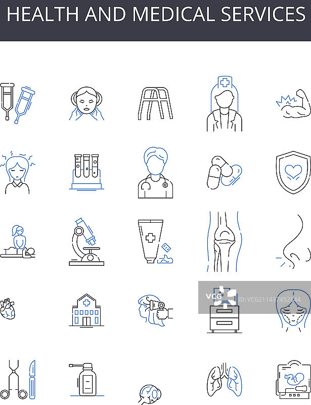 健康医疗服务线性图标合集图片素材