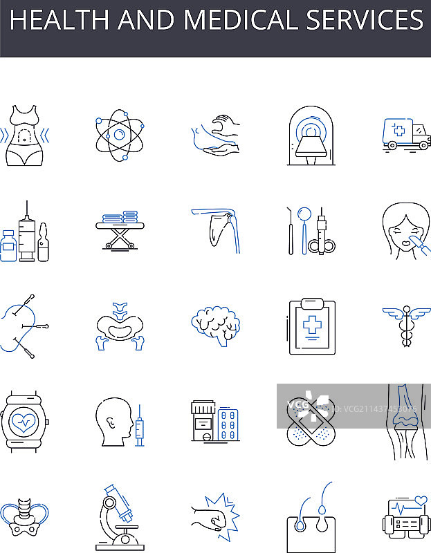 健康医疗服务线性图标合集图片素材