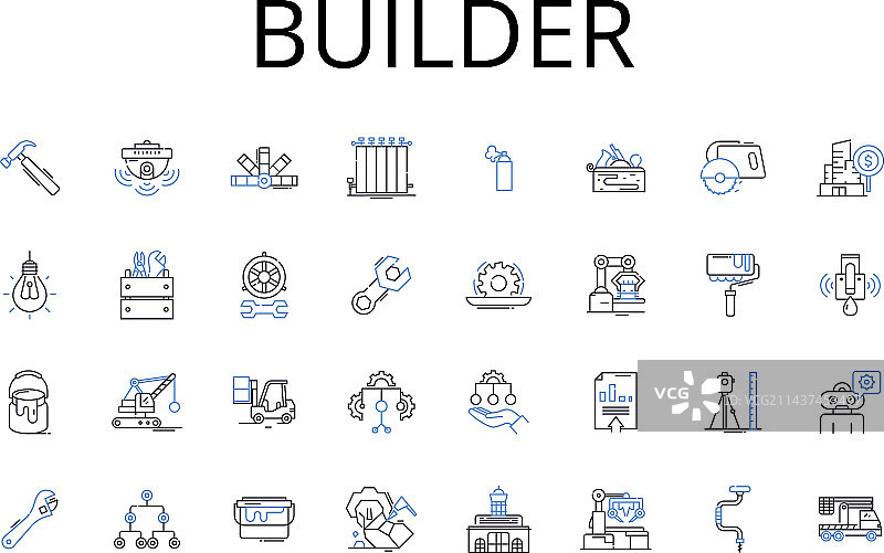 建筑工人线条图标系列图片素材