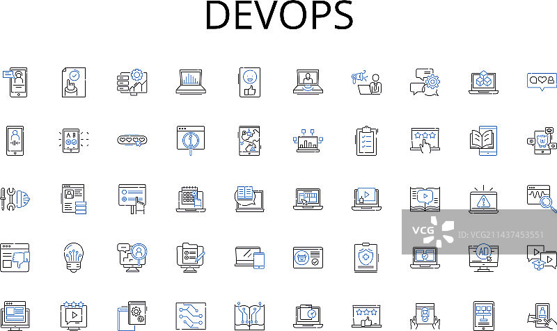 DevOps线性图标协作系列图片素材