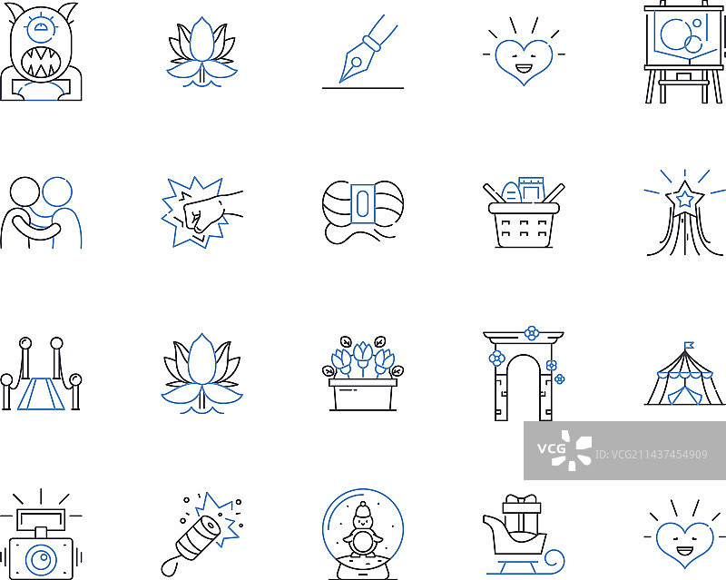 建设性娱乐线性图标合集图片素材