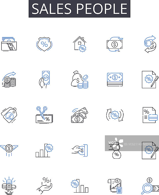销售人员线条图标合集图片素材