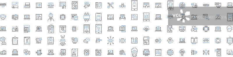 电脑和设备线性图标合集图片素材