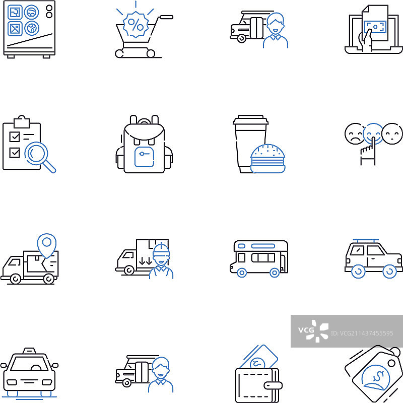 仓库物流线条图标合集图片素材
