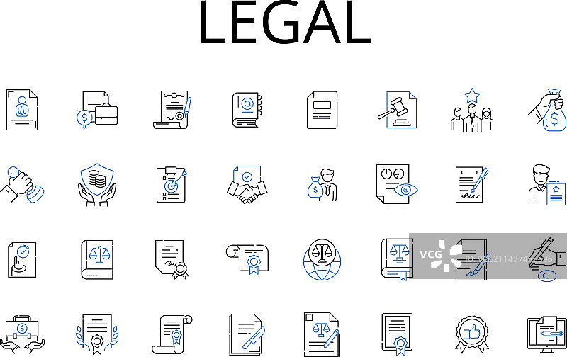合法授权法律线条图标合集图片素材