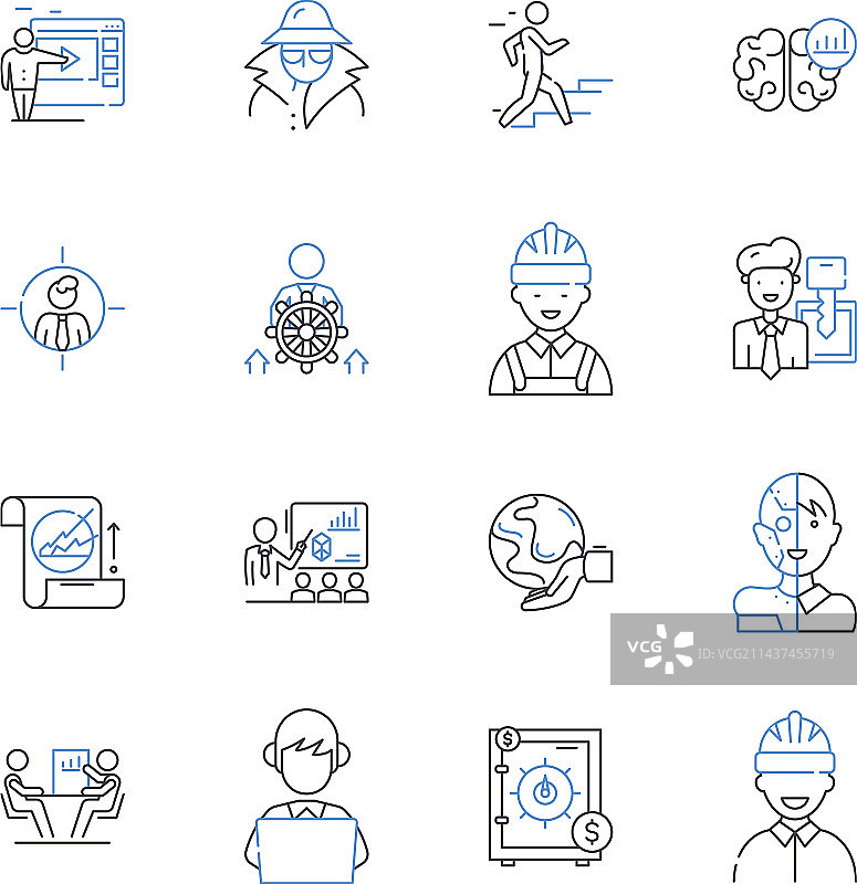 关注者幸福线条图标合集图片素材