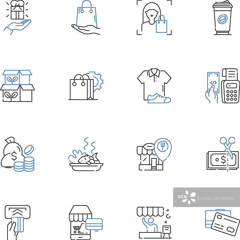零售商线条图标购物合集图片素材