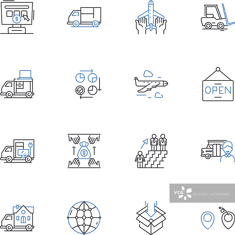 基础设施开发线性图标合集图片素材