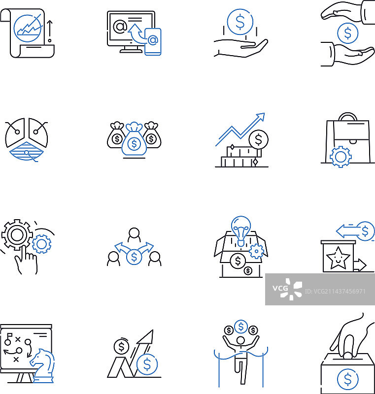 股权世界线条图标合集图片素材