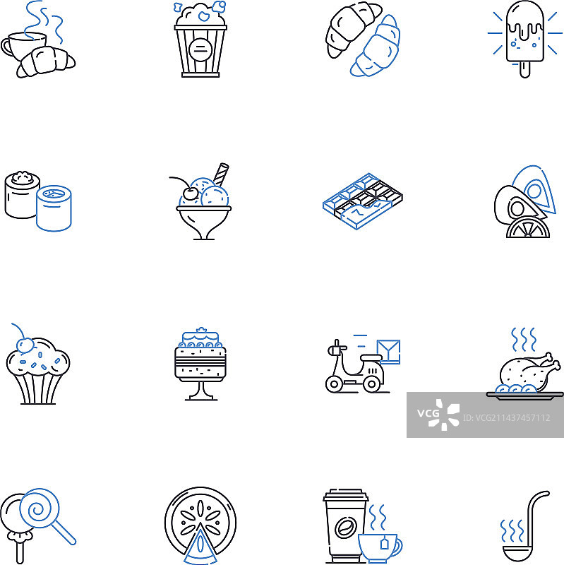 肉店线条图标合集：切割刀具和肉类图片素材