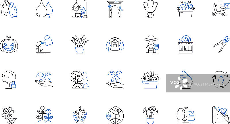 乡村农业产业线性图标合集图片素材