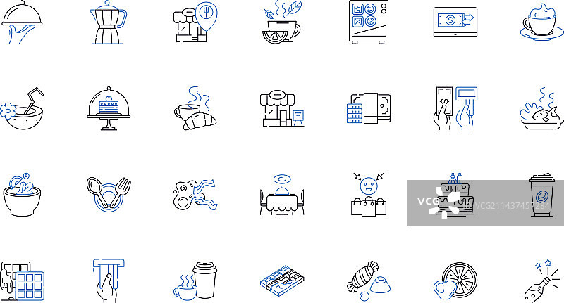 小吃吧线性图标合集：坚果薯片图片素材