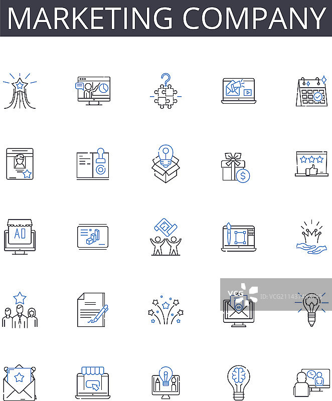 营销公司线性图标合集：广告代理图片素材