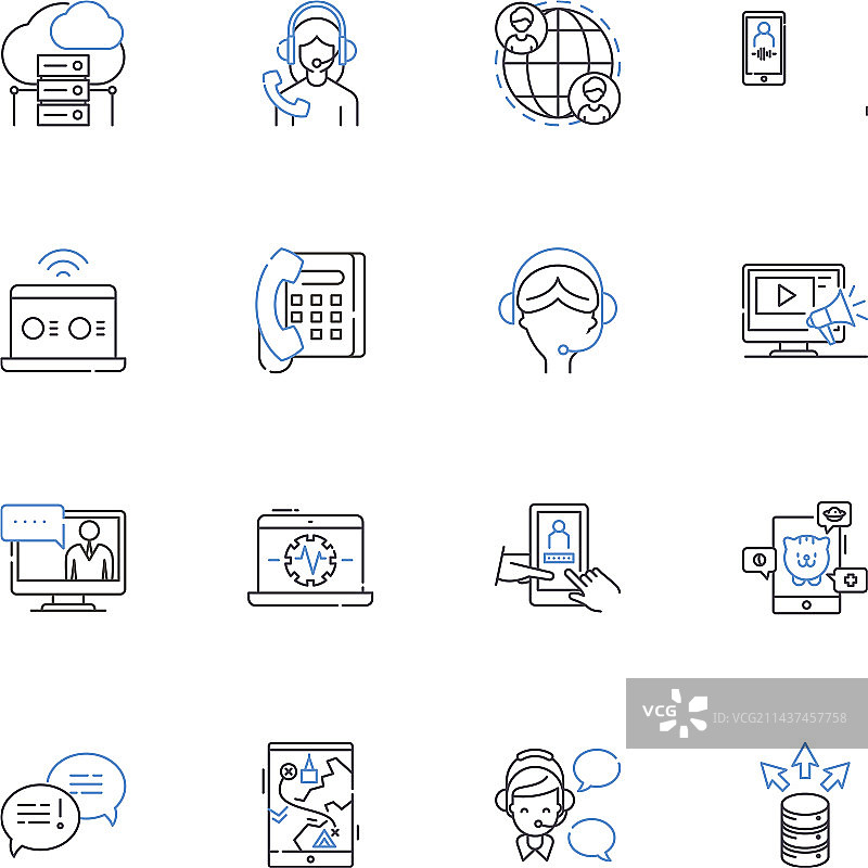 在线社交线性图标合集图片素材