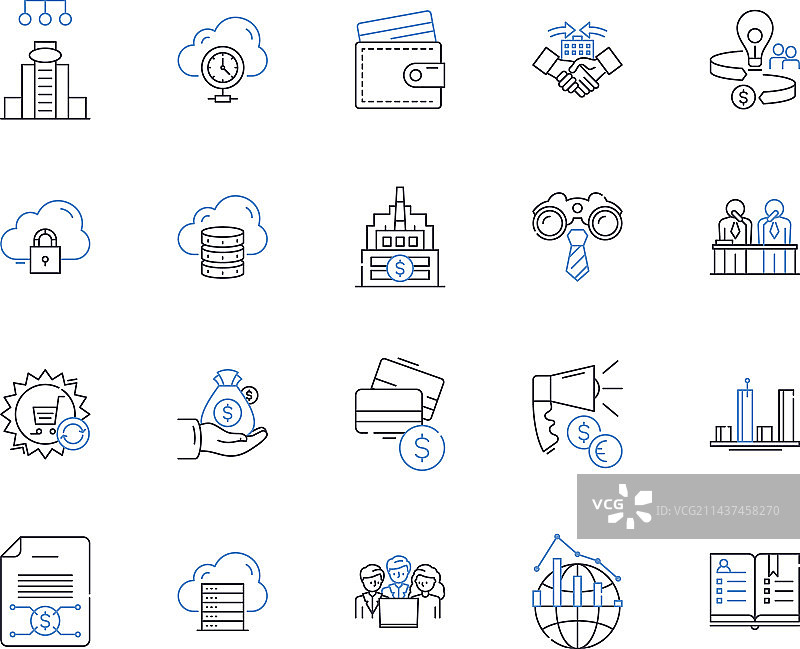 多人在线游戏线性图标合集图片素材