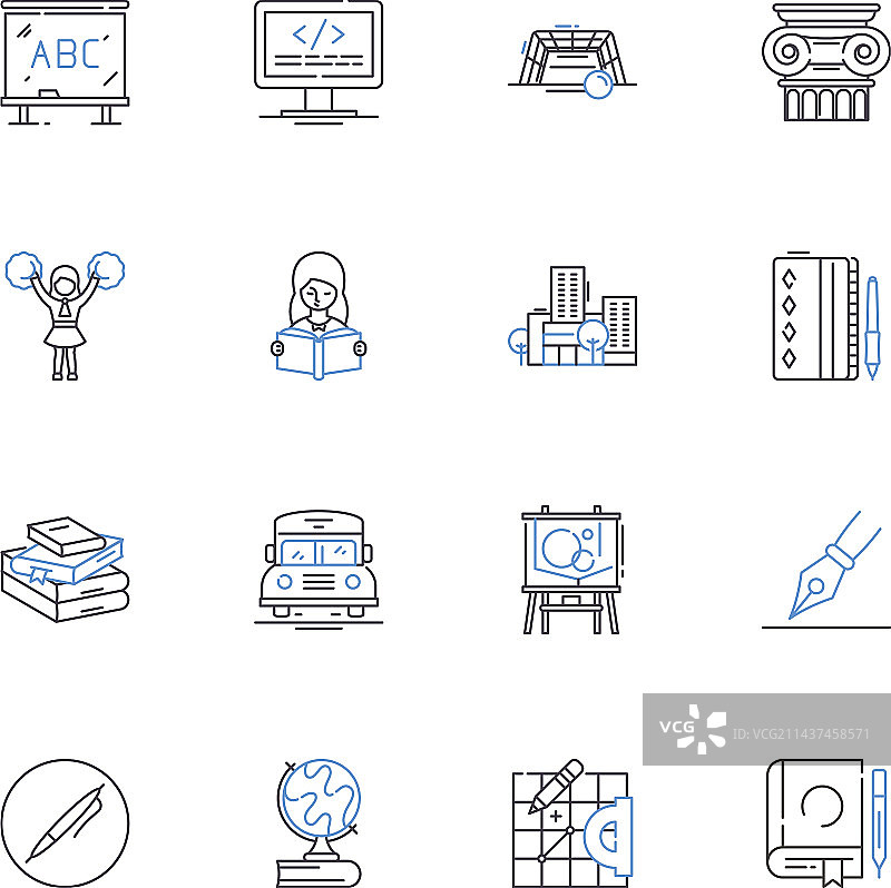 人文科学线性图标集：文化与伦理图片素材