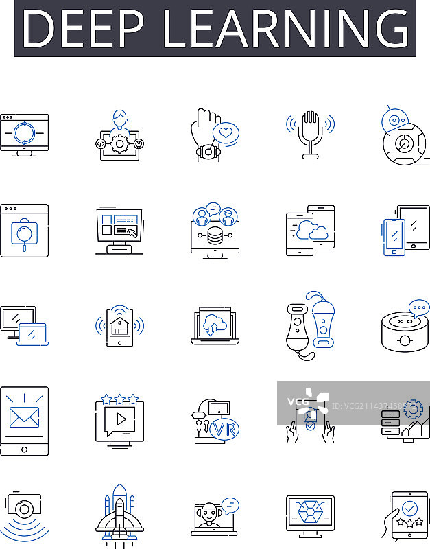 深度学习线性图标集合AI图片素材