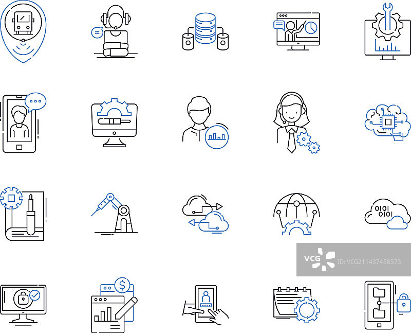 信息技术线性图标合集图片素材