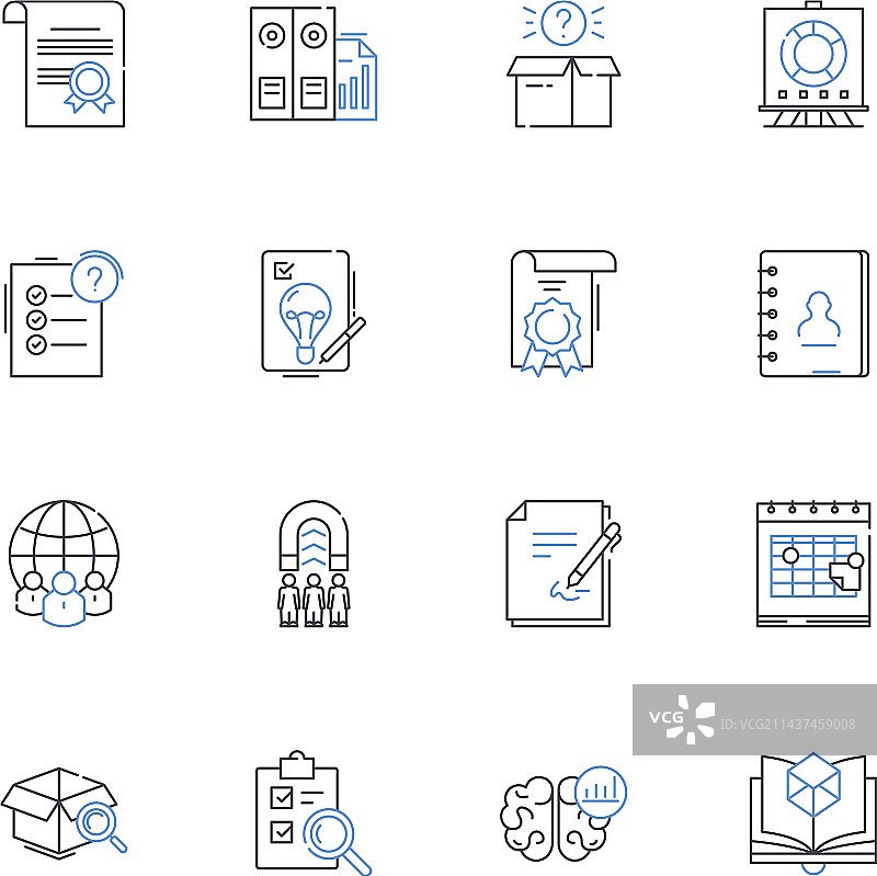 文档管理线性图标合集图片素材