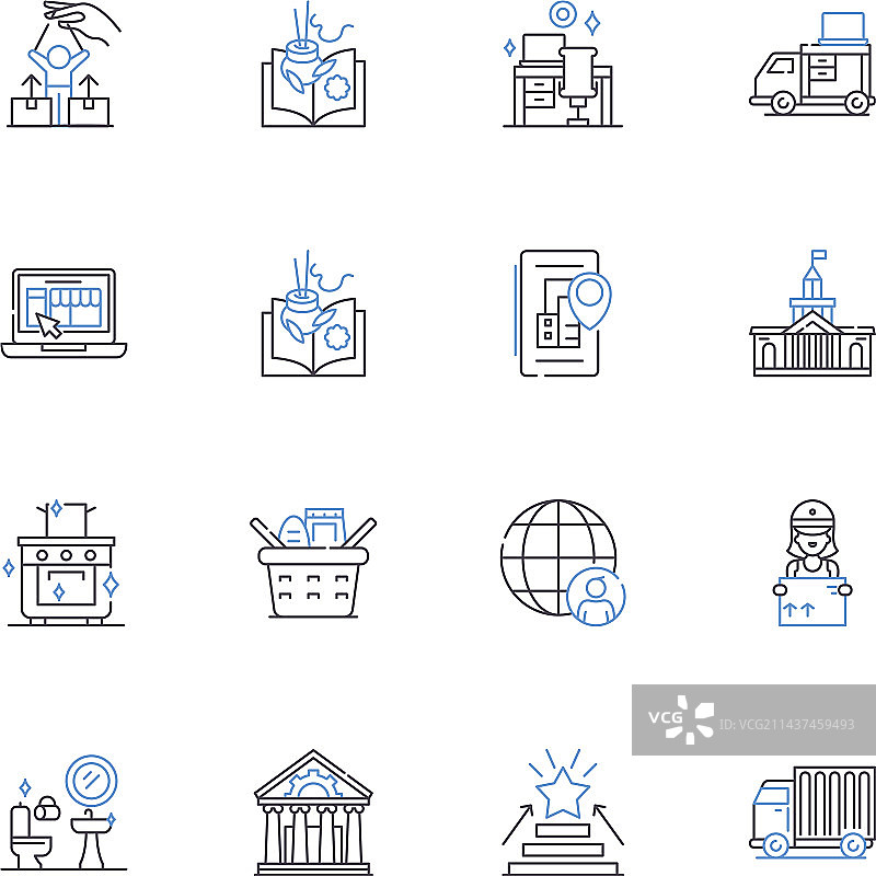 非接触式移动支付线性图标合集图片素材