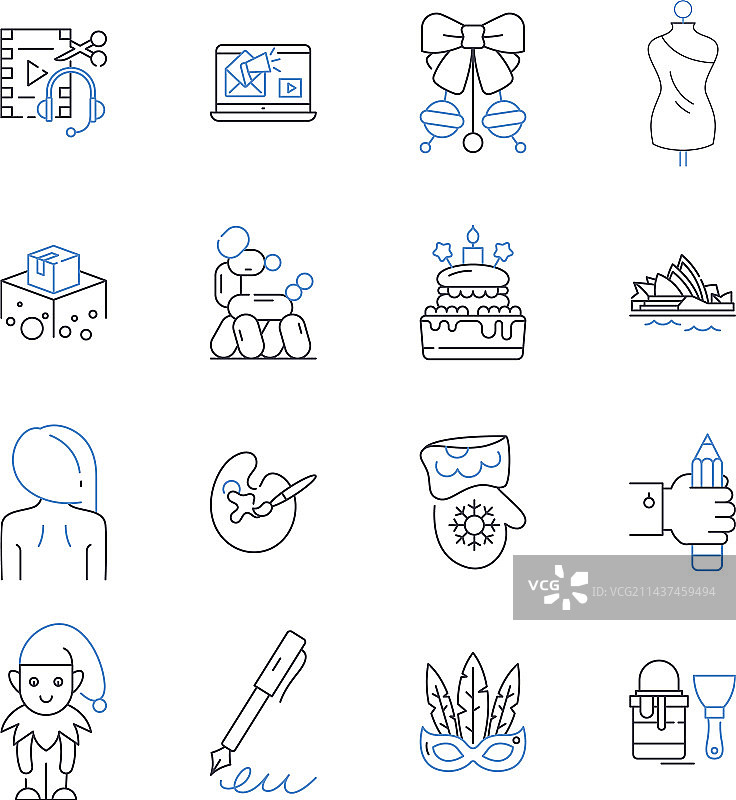 旅行探险线性图标合集图片素材