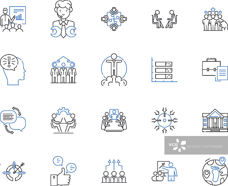 劳动力成员线性图标集合员工图片素材