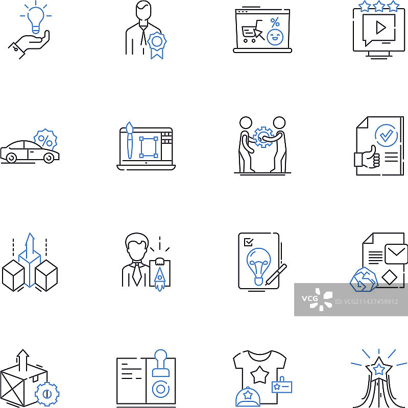 投球线性图标集合：配送图片素材