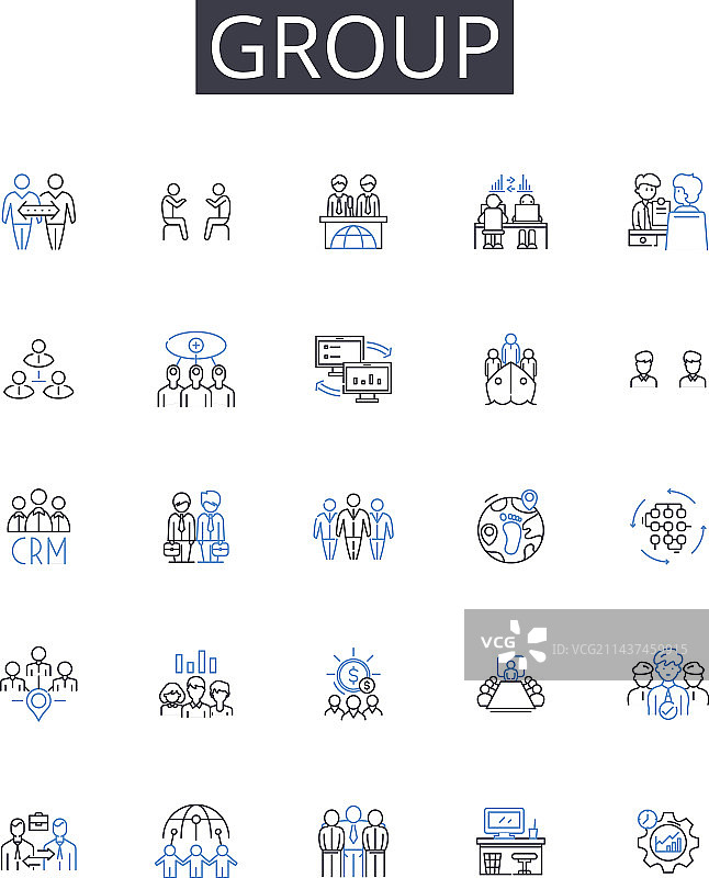 团队人群线条图标合集图片素材