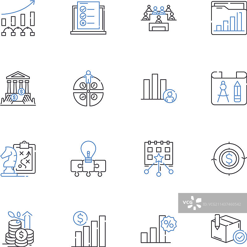 市场调查线性图标合集图片素材