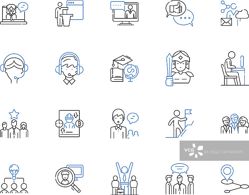 就业周期线性图标合集图片素材