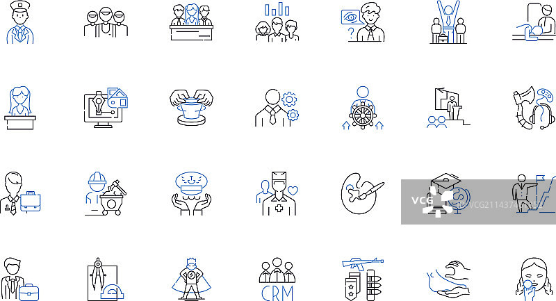 招聘职业生涯线性图标合集图片素材