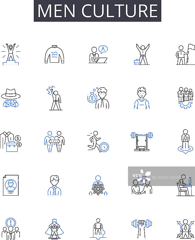 树叶图案男士文化线条图标合集图片素材